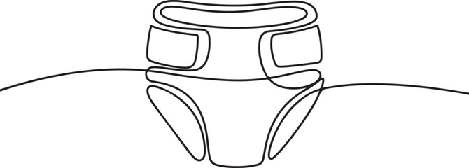 continuous line drawing. Line art, drawing baby diapers. Vector illustration. one line Icon drawing