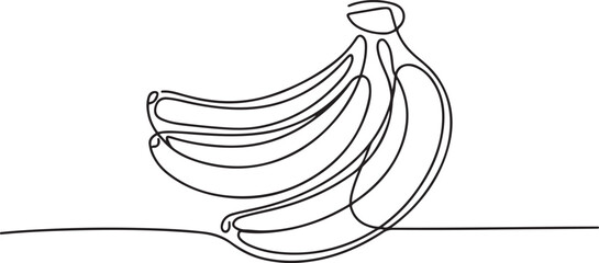 Single continuous line drawing whole bunch healthy organic bananas for orchard logo. Fresh summer tropical fruitage concept fruit garden icon. one line Icon drawing