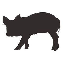 Walking pig silhouette side view