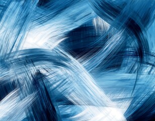 Vibrant abstract background of swirling blue and white digital brushstrokes, depicting a sense of flowing energy and artistic chaos