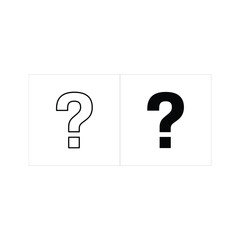 Outline and solid question mark icons on white background with contrast concept