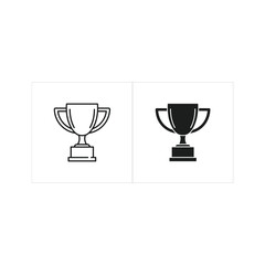 Line and solid style trophy cup icons for winner or champion achievement award