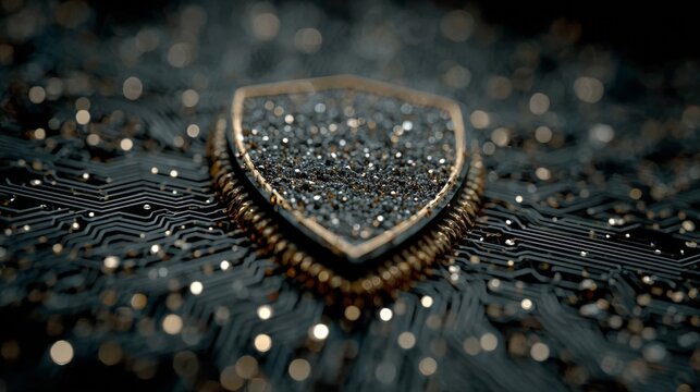 A radiant shield emblem symbolizing robust digital security and advanced cyber protection for data
