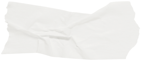 Cloud Dancer color of year 2026. Scrap of crumpled white duct tape with ripped edges, isolated strip