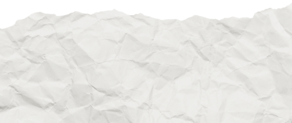 Cloud Dancer color of year 2026. Tear edge of lofty white wrinkled paper, isolated textured scrap