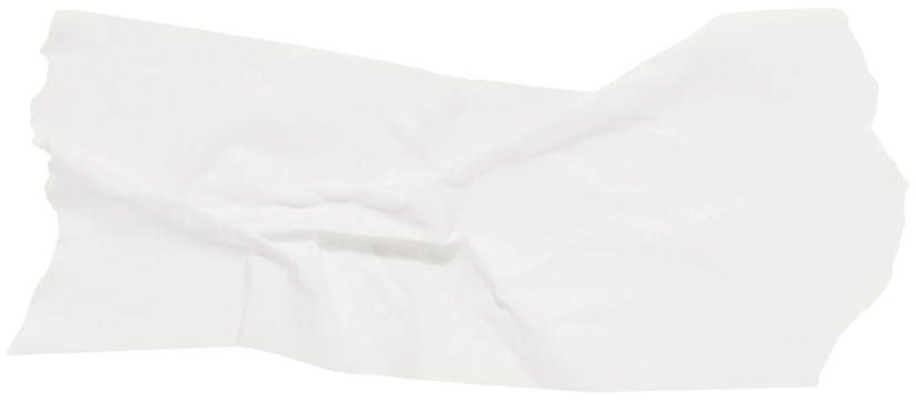 Cloud Dancer color of year 2026. Scrap of crumpled white duct tape with ripped edges, isolated strip