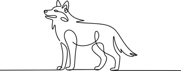 Wolf one line continuous. Wolf line art. Hand drawn vector art. one line Icon drawing