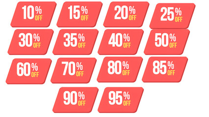 set of label tags 10%, 15%, 20%, 25%, 30%, 35%, 40%, 50%, 55%, 60%, 70%, 80%, 85%, 90%, 95%