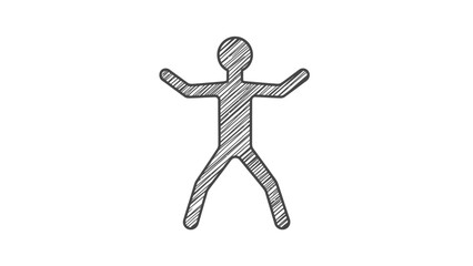 Hatch-marked stick figure with outstretched arms human