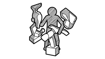 Abstract Figure with Geometric Shapes Line Art vector