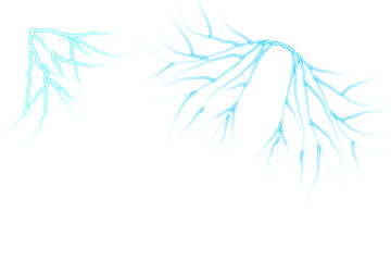 Electric blue lightning strikes across a night sky