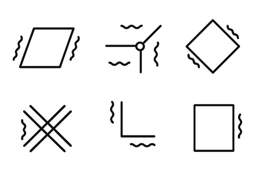 Dynamic Structural Icons. Line vector icons of wavering structure enigmas: unsteady architecture points, fluttering framework