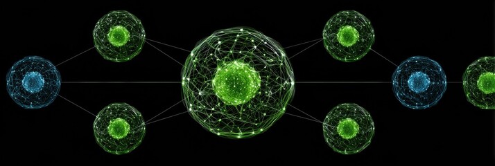 Visual Representation of Interconnected Atoms and Molecules Illustrating the Concept of Molecular Networking in a Scientific Context