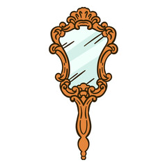 Handheld mirror ornate illustration