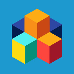 Obraz premium Colorful isometric cubes arranged in a geometric pattern