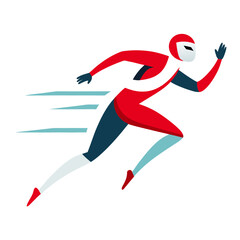 Speedy runner in red and blue athletic gear