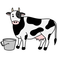 vector illustration of a dairy cow with milk