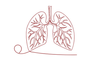 Detailed Medical Line Drawing of Human Lungs Health Awareness Educational Vector Design
