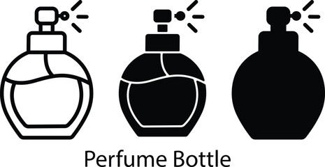 Round Glass Container Fragrance Scent Spray Pump Beauty Icon Vector Silhouette and Pictogram..eps
