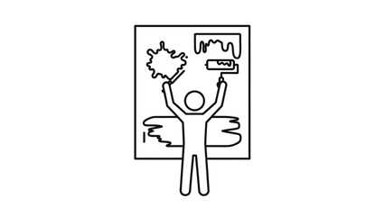 Person painting a canvas with roller artist