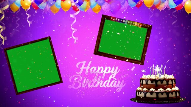 Happy Birthday Confetti Green Screen Frame Animation