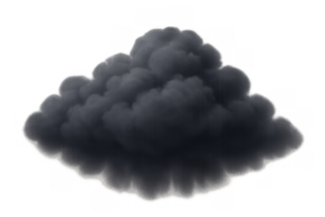 Dark storm cloud forming, bringing severe weather, rain, and moody atmosphere on transparent background