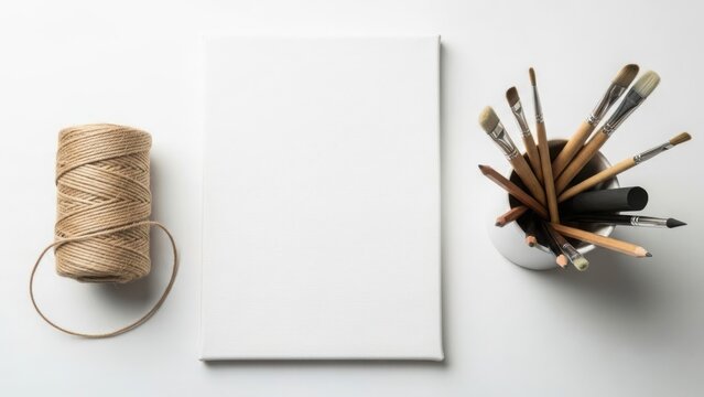 Blank canvas and art supplies, ready for creative work - Powered by Adobe