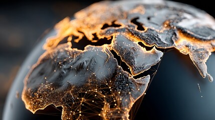 A stunning visualization of global digital networks illustrating data flow and interconnectedness across continents