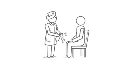 Nurse attending to a patient with a spray bottle healthcare