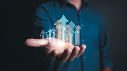 Achieve stunning growth with a helping hand and visionary leadership, driving success to new heights in a dynamic and professional modern business setting