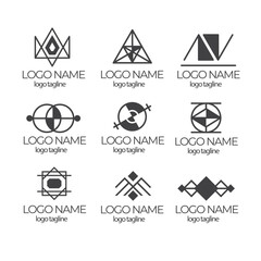 Modern monoline geometric logo collection in black and white