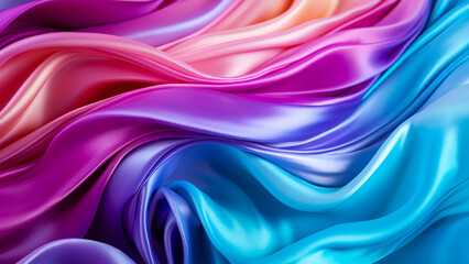 Obraz premium Vibrant Silk Fabric Draped Elegantly in Colorful Shades of Pink, Purple, and Blue for a Striking Visual Texture