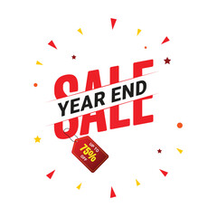 Year of end sale template design, Offer promotional social media up to 75% off, End of year sale poster design, Sale special offer, Vector illustrations, Sale promotion.