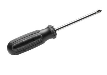Professional phillips head screwdriver with an ergonomic handle floating against a white studio background. Concept of industrial design and precision