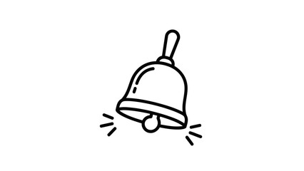 Ringing bell line art icon illustration. notification and alarm symbol vector. isolated on white background, Vector