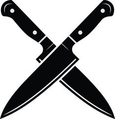 Crossed chef knives cooking kitchen utensil logo design element