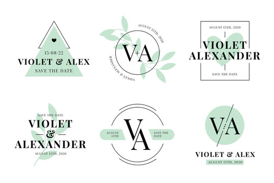 Elegant minimalist blue wedding monograms with classic typography