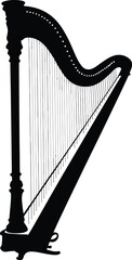 Elegant classical harp musical instrument vector graphic design