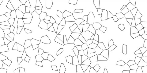 Black and White Outline Geometric Tessellation Pattern of Irregular Polygons on White Background abstract