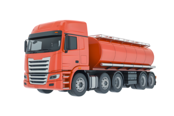 Red tanker truck isolated on white background 