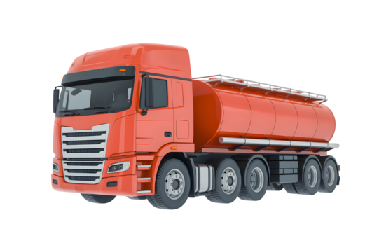 Red tanker truck isolated on white background 