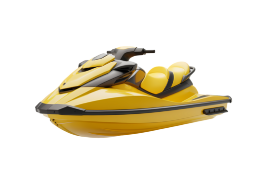 Yellow jet ski isolated on white