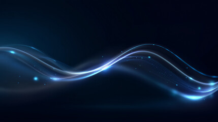abstract blue background with a glowing light effect and wavy line. design element for technology, science, or digital communication concepts. Dark blue background. abstract wave banner template,  cop