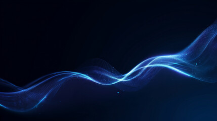 abstract blue background with a glowing light effect and wavy line. design element for technology, science, or digital communication concepts. Dark blue background. abstract wave banner template,  cop