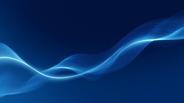 abstract blue background with a glowing light effect and wavy line. design element for technology, science, or digital communication concepts. Dark blue background. abstract wave banner template,  cop