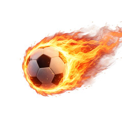 Naklejka premium Fiery soccer ball a dynamic image of speed power and intense competition