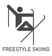 Fototapeta premium Freestyle skiing. Vector pictogram and icon. Winter games and sport