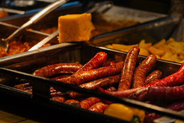 Traditional Romanian food at Bucharest Christmas Market. Tasty street food