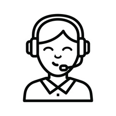 Person wearing headset with microphone icon communication