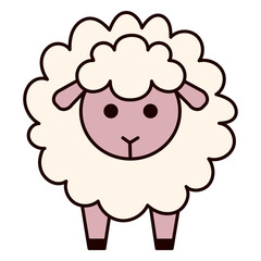 Cute fluffy sheep flat